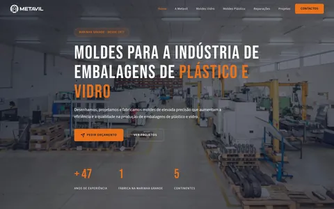 Página inicial do site Metavil