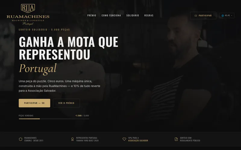 Página do sorteio na loja RuaMachines