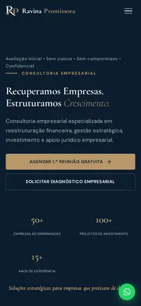 Site da Ravina Promissora num telemóvel